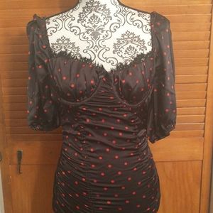 For Love and Lemons Melrose Black Red Polkadot Mini Dress